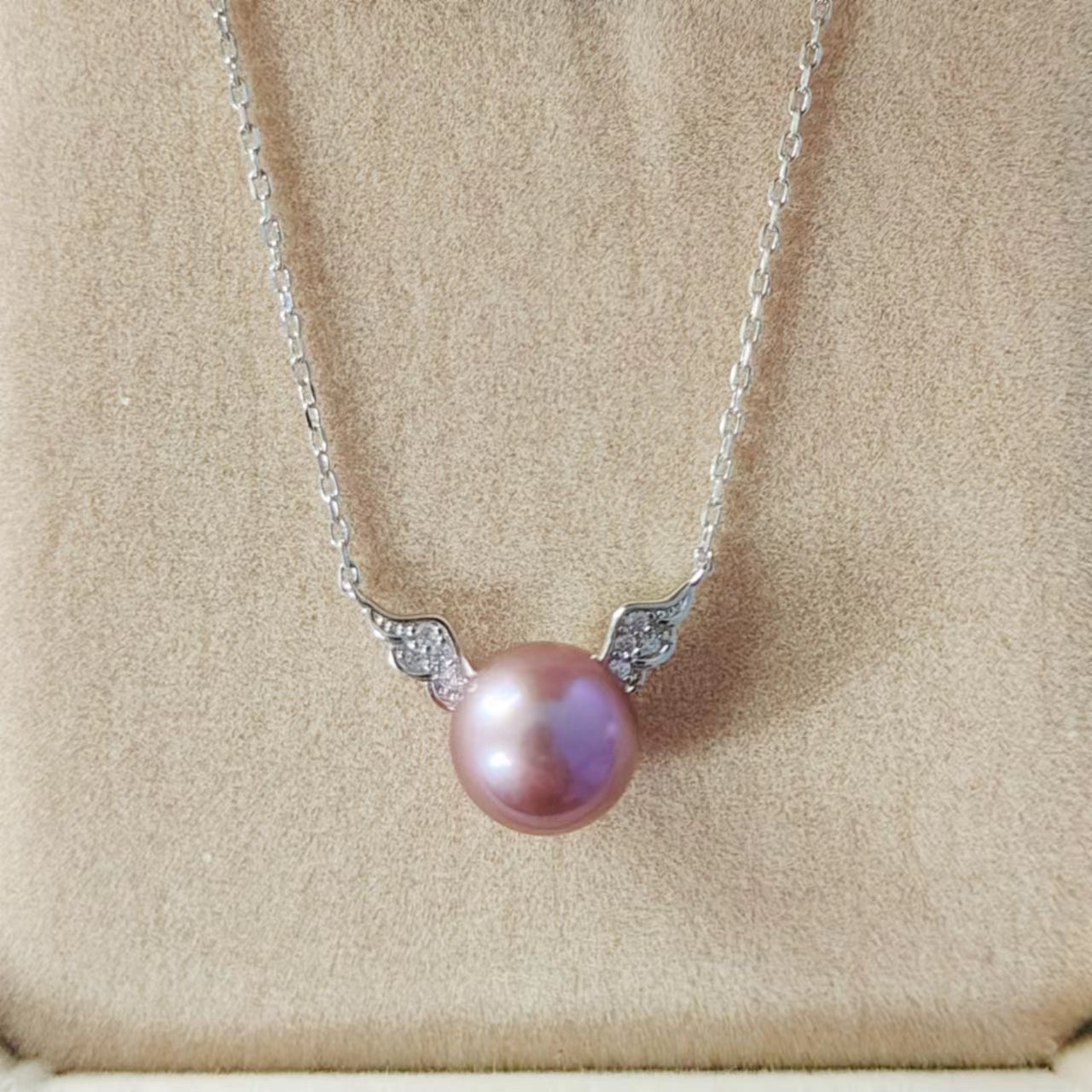 Tear Of Angel Pearl Necklace 8-10mm (S925 chain45cm;8-10mm purple