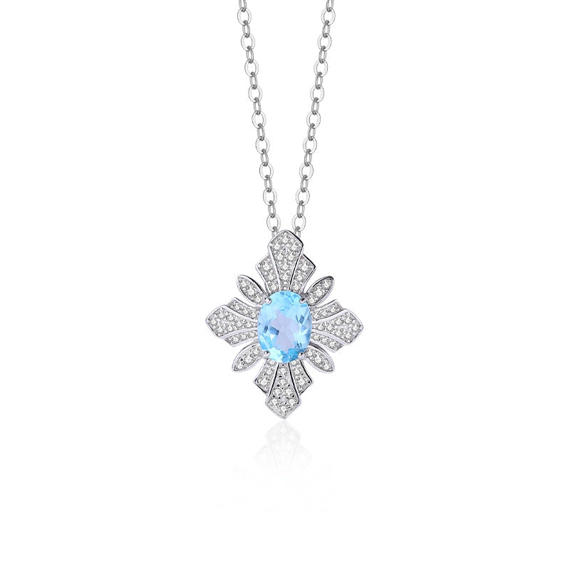 【BT】S925 Topaz Snow Flake Necklace
