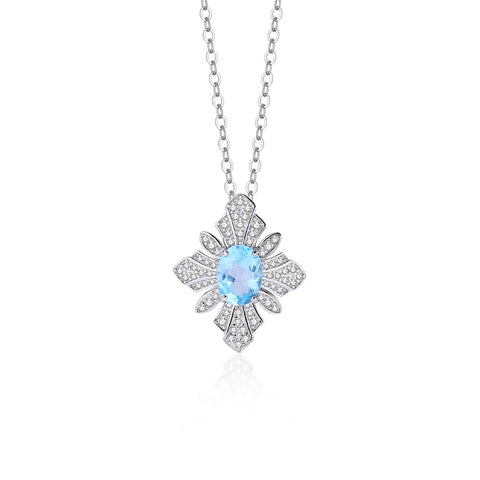 【BT】S925 Topaz Snow Flake Necklace