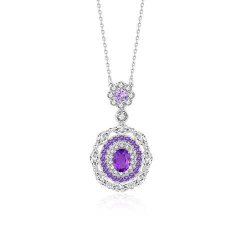 【BT】S925 Amethyst Double Hoop Necklace