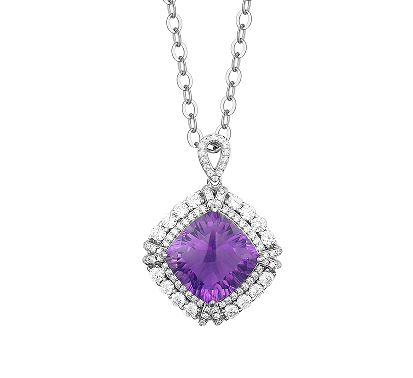 【BT】S925 Square Amethyst Necklace