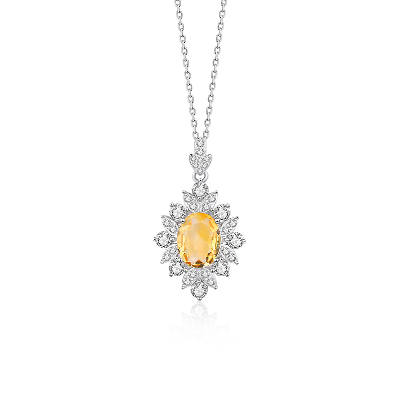 【BT】S925 Citrine Snow Flake Necklace