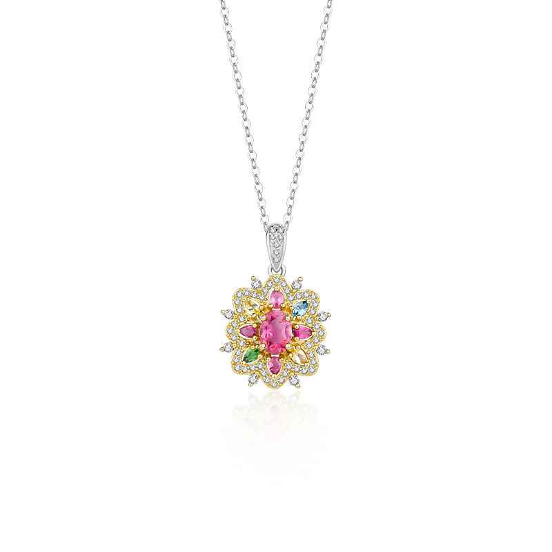 【BT】S95 Tourmaline Necklace with full Zirconia