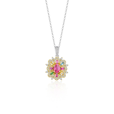【BT】S95 Tourmaline Necklace with full Zirconia