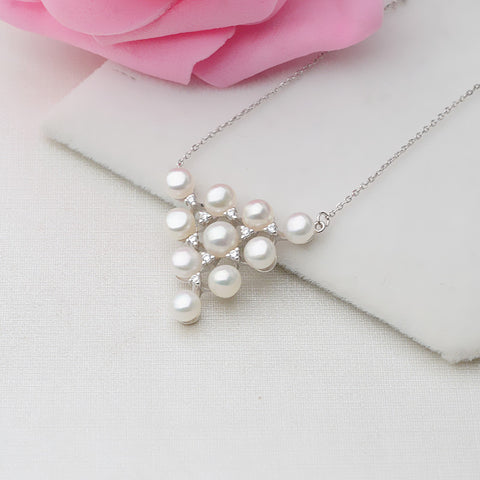 Triangle Pearl Necklace 925 Sterling Silver Accessories 45cm (Pearls Not Included)