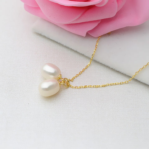 Double Pearl Necklace 925 Sterling Silver Accessories 45cm (Pearls Not Included)