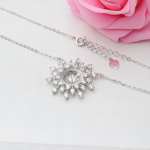Snowflake Necklace 925 Sterling Silver Accessories 44cm (Pearls Not Included)