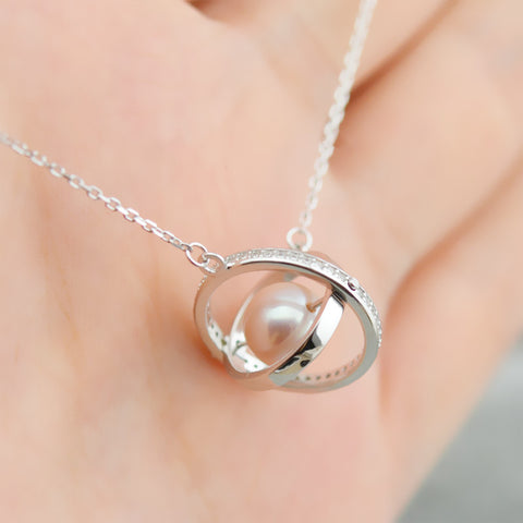Globe Pendant Necklace 925 Sterling Silver Accessories 45cm (Pearls Not Included)