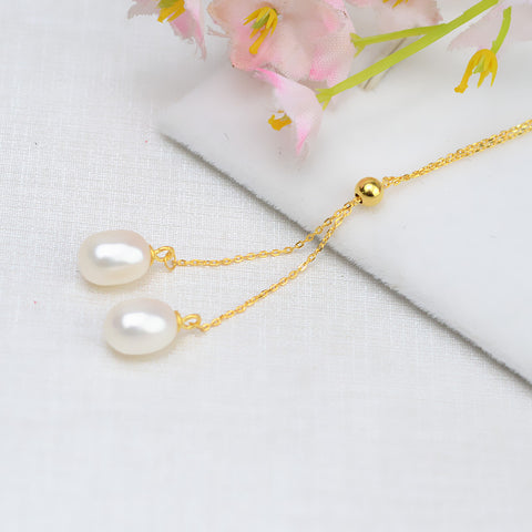 Adjustable Double Pearl Necklace 925 Sterling Silver Accessories 48cm (Pearls Not Included)