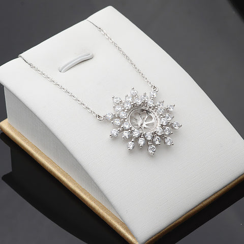 Snowflake Necklace 925 Sterling Silver Accessories 44cm (Pearls Not Included)