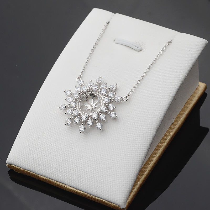 Snowflake Necklace 925 Sterling Silver Accessories 44cm (Pearls Not Included)