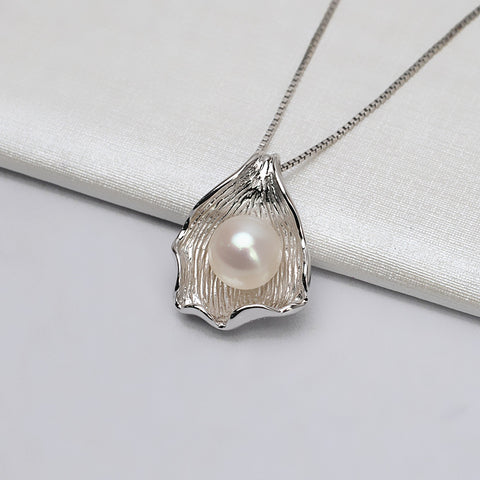 Shell Pendant 925 Sterling Silver Pearl Accessories 10-11mm (Pearls Not Included)