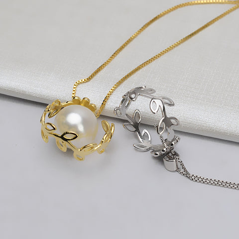 Flower Pendant 925 Sterling Silver Pearl Accessories 16-18mm (Pearls Not Included)