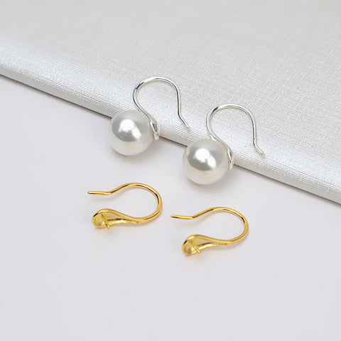 Earring Hooks 925 Sterling Silver Earring Accessories 10-12mm (Pearls Not Included)