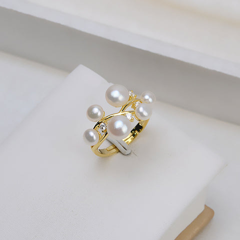 Multi-pearls Ring 925 Sterling Silver Accessories 4-6mm (Pearls Not Included)