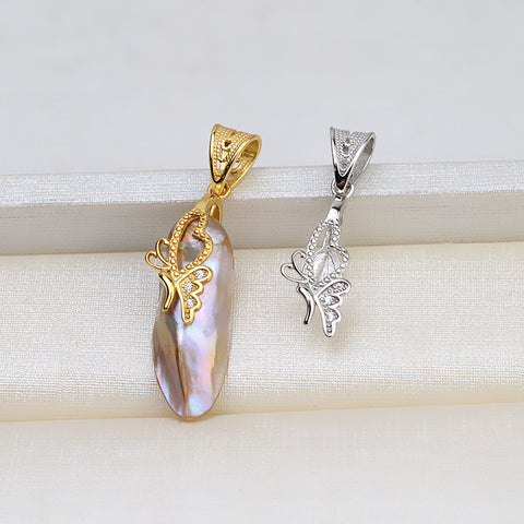 Butterfly Pendant 925 Sterling Silver Baroque Pearl Accessories  (Pearls Not Included)