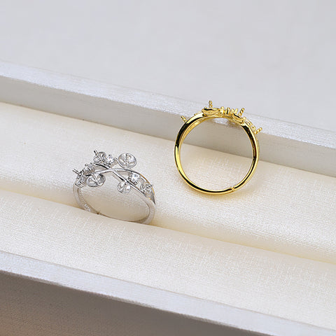 Multi-pearls Ring 925 Sterling Silver Accessories 4-6mm (Pearls Not Included)