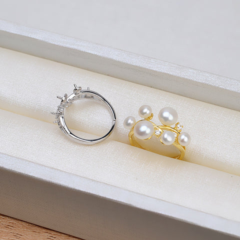 Multi-pearls Ring 925 Sterling Silver Accessories 4-6mm (Pearls Not Included)