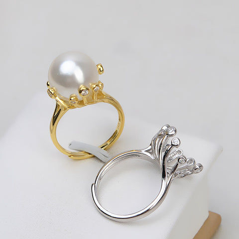 Wrap Ring 925 Sterling Silver Accessories 10-11mm (Pearls Not Included)