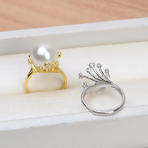 Wrap Ring 925 Sterling Silver Accessories 10-11mm (Pearls Not Included)