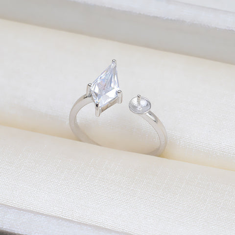 Rhombus Ring 925 Sterling Silver Accessories 5mm (Pearls Not Included)