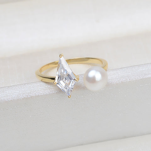 Rhombus Ring 925 Sterling Silver Accessories 5mm (Pearls Not Included)