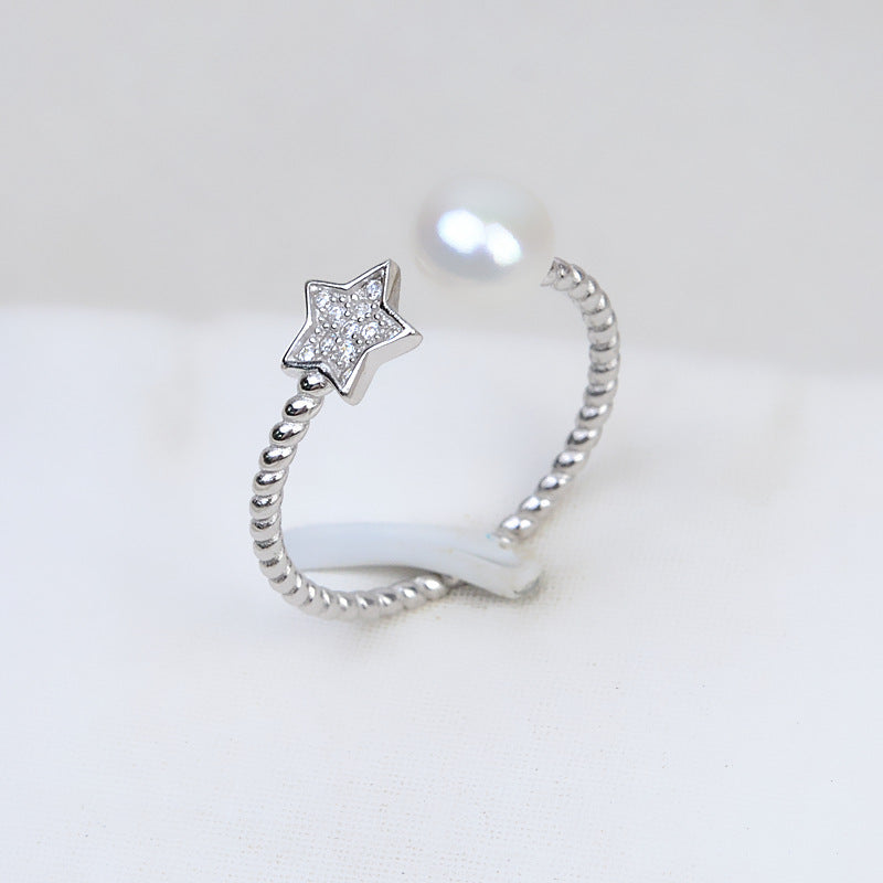 Pentagram Ring 925 Sterling Silver Accessories 5-8mm (Pearls Not Included)