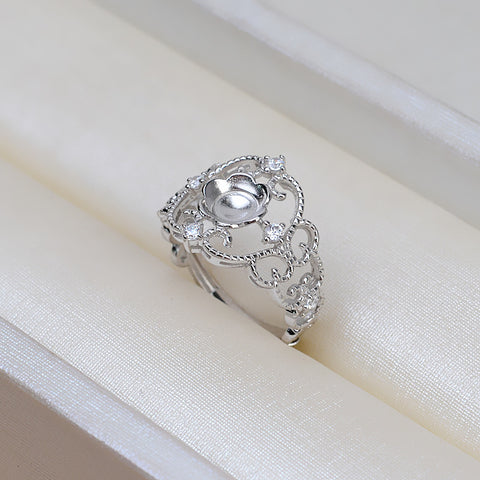 Lace Rings 925 Sterling Silver Accessories 8-10mm (Pearls Not Included)