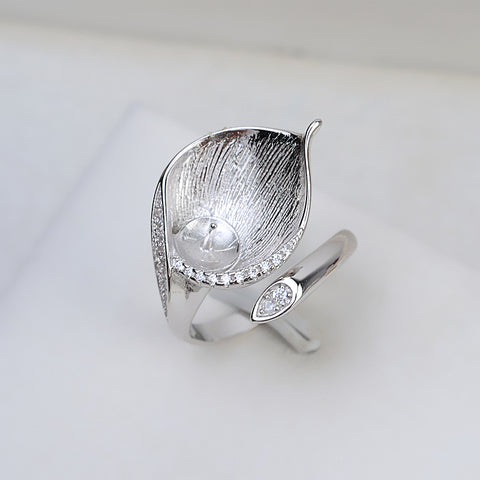 Leaf Rings 925 Sterling Silver Accessories 8-10mm (Pearls Not Included)