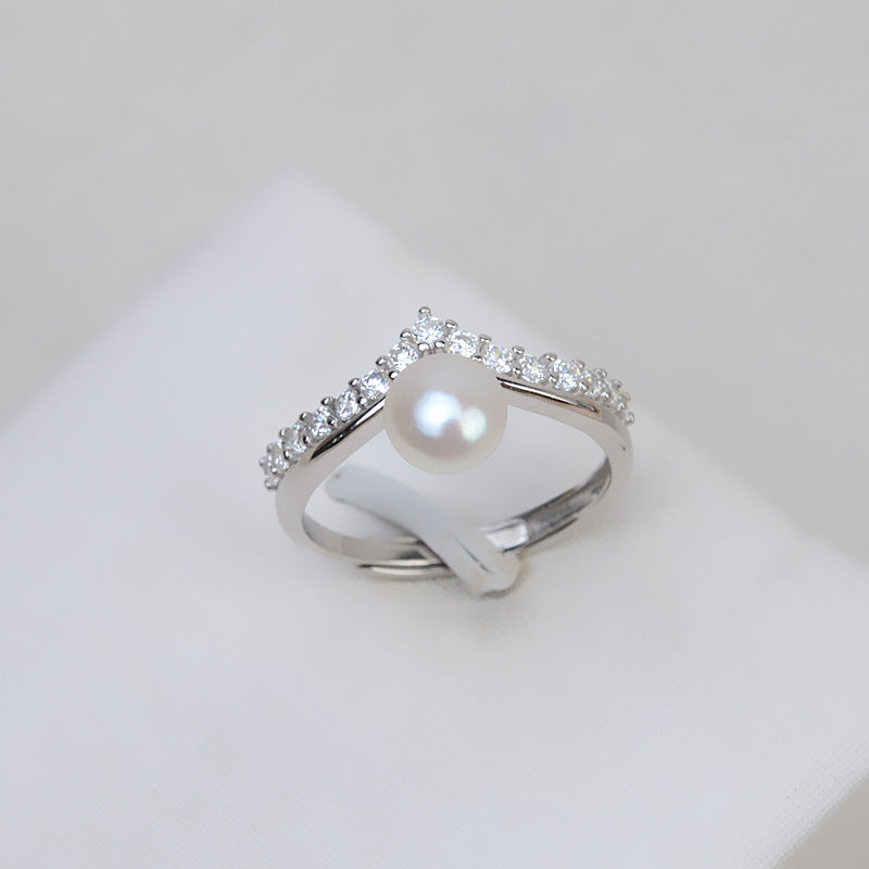 Curve Rings 925 Sterling Silver Accessories 6-7mm (Pearls Not Included)