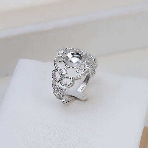 Lace Rings 925 Sterling Silver Accessories 8-10mm (Pearls Not Included)