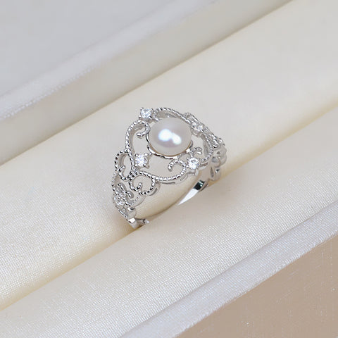 Lace Rings 925 Sterling Silver Accessories 8-10mm (Pearls Not Included)