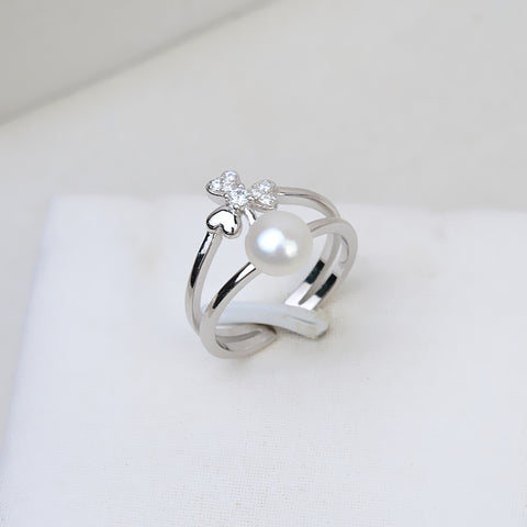 Lucky Clover Rings 925 Sterling Silver Accessories 5-8mm (Pearls Not Included)