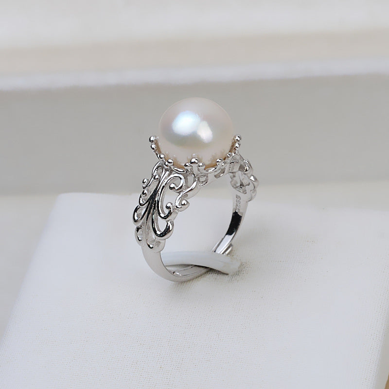 Cutout Design Ring 925 Sterling Silver Accessories 10-11mm (Pearls Not Included)