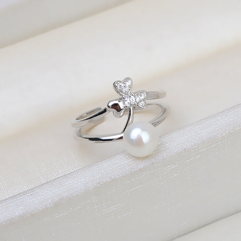 Lucky Clover Rings 925 Sterling Silver Accessories 5-8mm (Pearls Not Included)