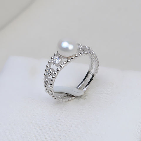 Ring 925 Sterling Silver Accessories 6-7mm (Pearls Not Included)