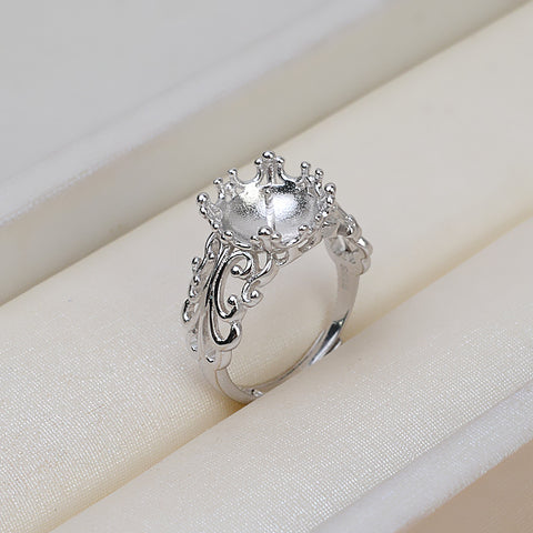 Cutout Design Ring 925 Sterling Silver Accessories 10-11mm (Pearls Not Included)