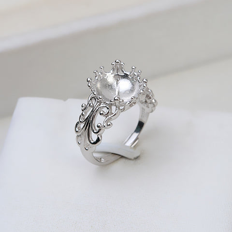 Cutout Design Ring 925 Sterling Silver Accessories 10-11mm (Pearls Not Included)