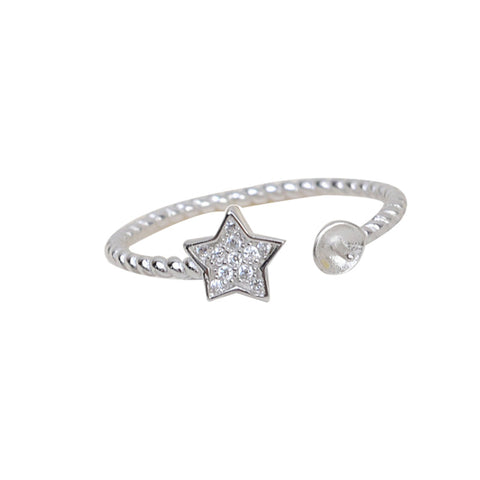 Pentagram Ring 925 Sterling Silver Accessories 5-8mm (Pearls Not Included)
