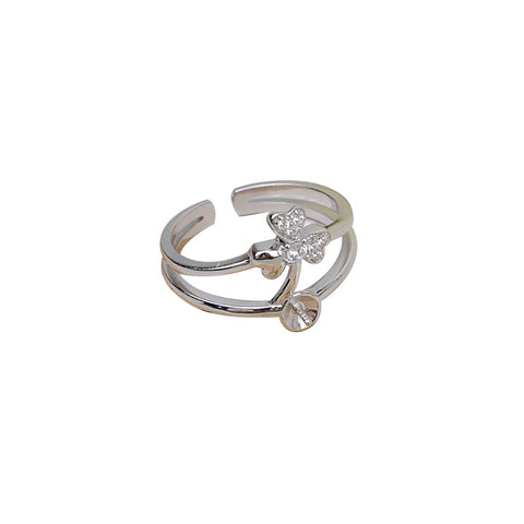 Lucky Clover Rings 925 Sterling Silver Accessories 5-8mm (Pearls Not Included)