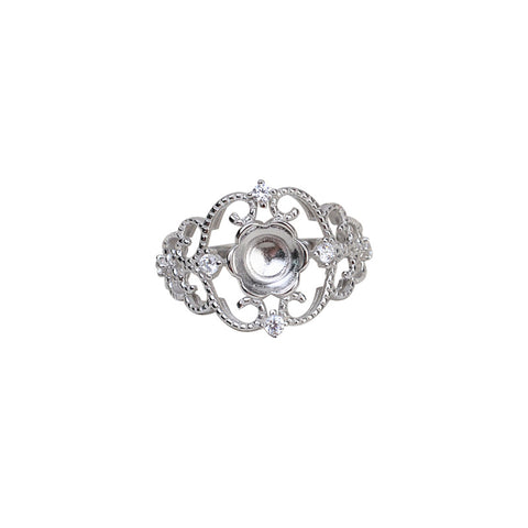Lace Rings 925 Sterling Silver Accessories 8-10mm (Pearls Not Included)