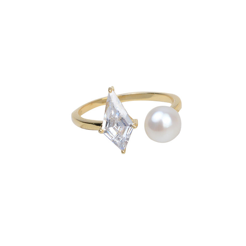 Rhombus Ring 925 Sterling Silver Accessories 5mm (Pearls Not Included)