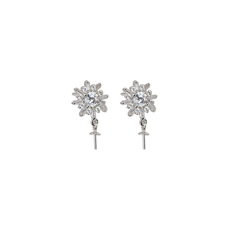 Sunflower Earring 925 Sterling Silver Accessories (Pearls Not Included)