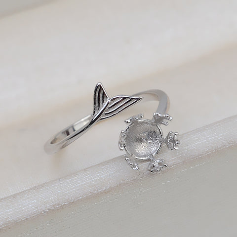 Mermaid Tail Ring 925 Sterling Silver Accessories 10-12mm (Pearls Not Included)