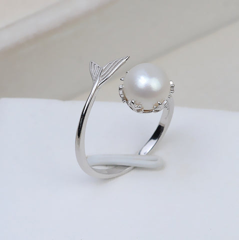 Mermaid Tail Ring 925 Sterling Silver Accessories 10-12mm (Pearls Not Included)