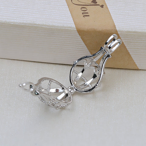 Lucky Cage Pendant 925 Sterling Silver Pearl Accessories 8-10mm (Pearls Not Included)