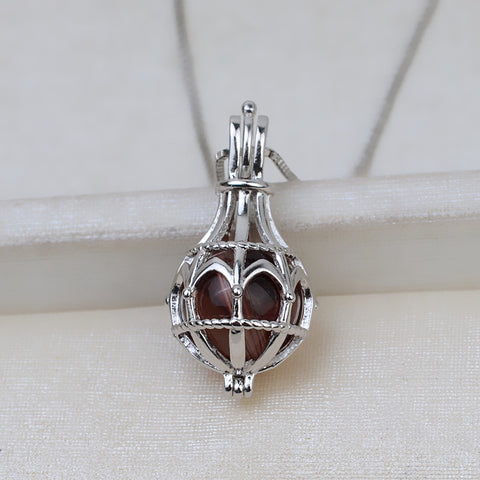 Lucky Cage Pendant 925 Sterling Silver Pearl Accessories 8-10mm (Pearls Not Included)