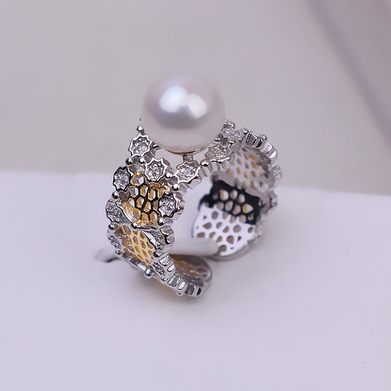 Plating Ring 925 Sterling Silver Accessories 7-8mm (Pearls Not Included)