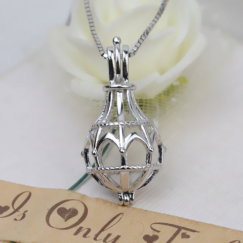 Lucky Cage Pendant 925 Sterling Silver Pearl Accessories 8-10mm (Pearls Not Included)