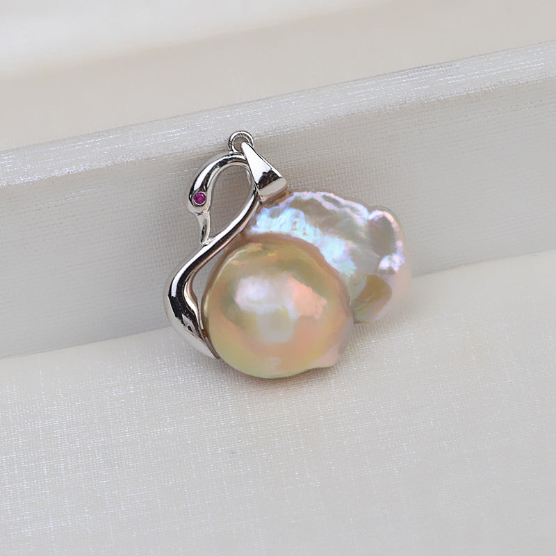 Swan Pendant Baroque Pearl Accessories 925 Sterling Silver (Pearls Not Included)